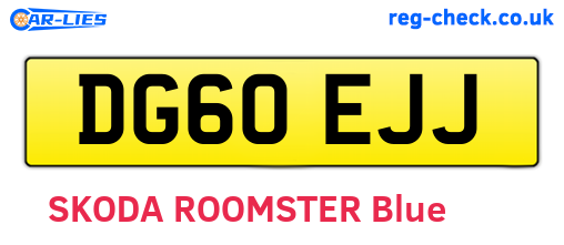 DG60EJJ are the vehicle registration plates.