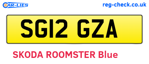 SG12GZA are the vehicle registration plates.