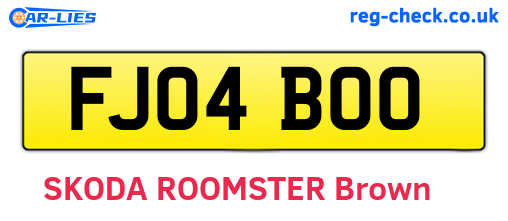 FJ04BOO are the vehicle registration plates.