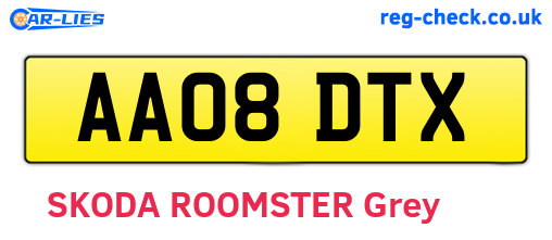 AA08DTX are the vehicle registration plates.