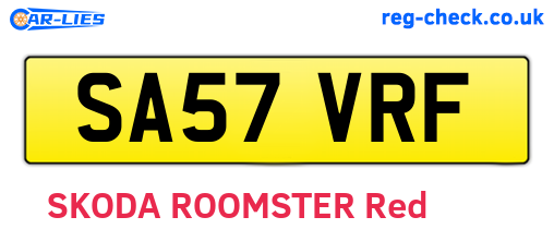 SA57VRF are the vehicle registration plates.