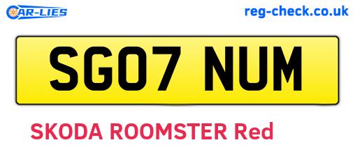 SG07NUM are the vehicle registration plates.