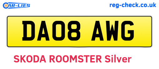 DA08AWG are the vehicle registration plates.