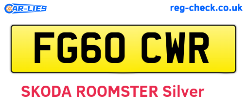 FG60CWR are the vehicle registration plates.