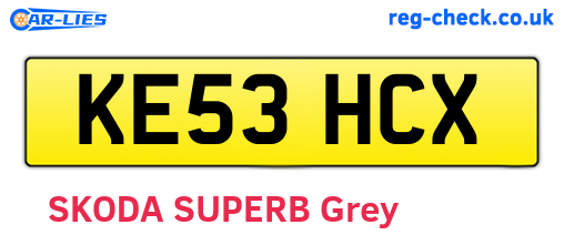 KE53HCX are the vehicle registration plates.