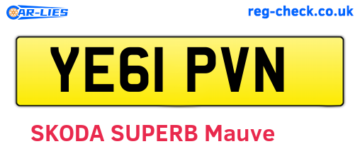 YE61PVN are the vehicle registration plates.