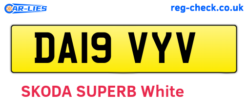 DA19VYV are the vehicle registration plates.