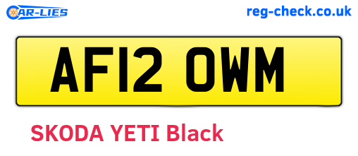AF12OWM are the vehicle registration plates.