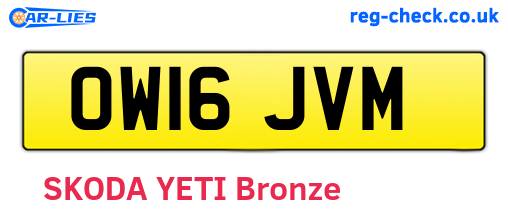 OW16JVM are the vehicle registration plates.
