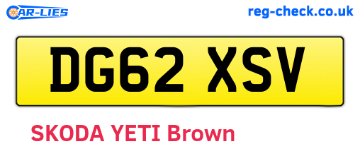 DG62XSV are the vehicle registration plates.