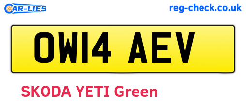 OW14AEV are the vehicle registration plates.