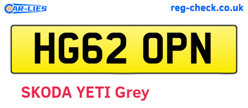HG62OPN are the vehicle registration plates.