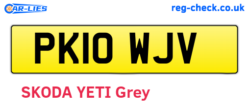PK10WJV are the vehicle registration plates.