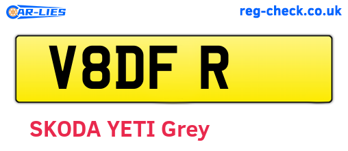 V8DFR are the vehicle registration plates.