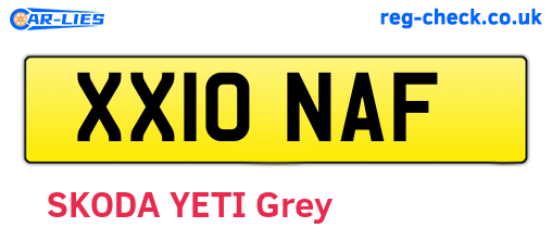 XX10NAF are the vehicle registration plates.