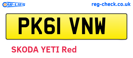 PK61VNW are the vehicle registration plates.