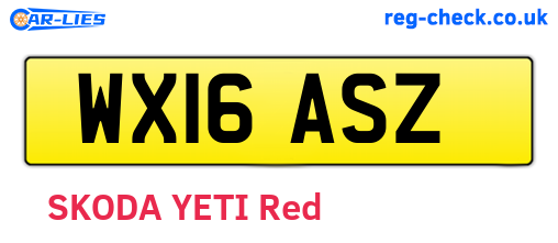 WX16ASZ are the vehicle registration plates.