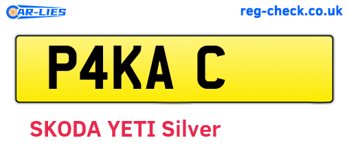 P4KAC are the vehicle registration plates.