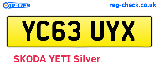 YC63UYX are the vehicle registration plates.