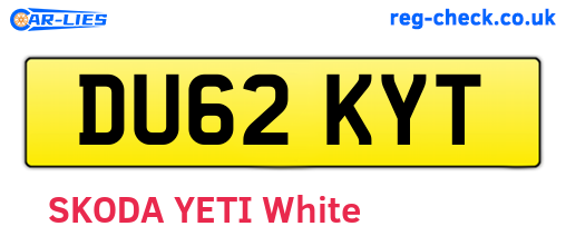 DU62KYT are the vehicle registration plates.