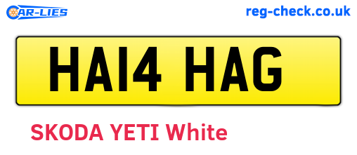 HA14HAG are the vehicle registration plates.