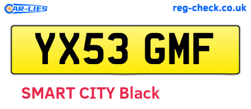 YX53GMF are the vehicle registration plates.