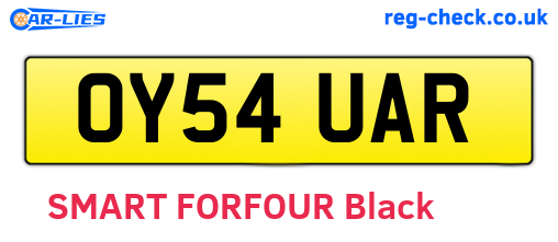 OY54UAR are the vehicle registration plates.