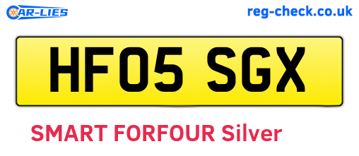 HF05SGX are the vehicle registration plates.