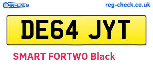 DE64JYT are the vehicle registration plates.