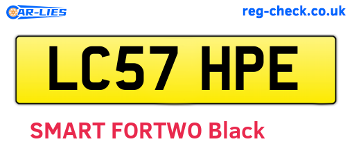 LC57HPE are the vehicle registration plates.