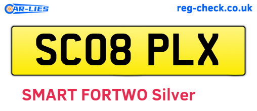 SC08PLX are the vehicle registration plates.