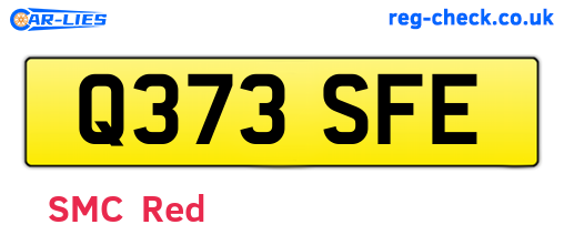 Q373SFE are the vehicle registration plates.