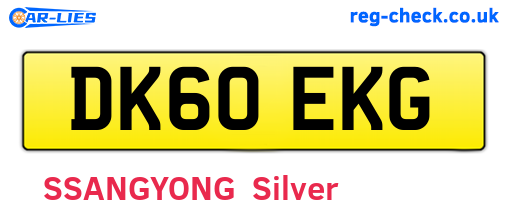DK60EKG are the vehicle registration plates.
