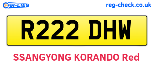 R222DHW are the vehicle registration plates.