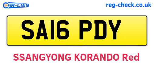 SA16PDY are the vehicle registration plates.