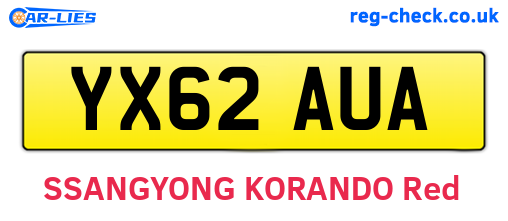 YX62AUA are the vehicle registration plates.