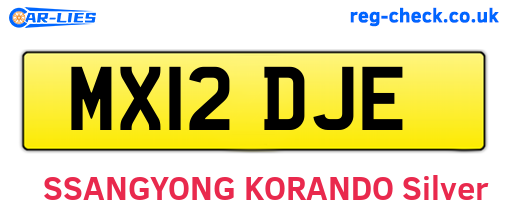 MX12DJE are the vehicle registration plates.