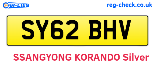 SY62BHV are the vehicle registration plates.
