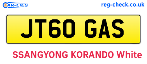 JT60GAS are the vehicle registration plates.