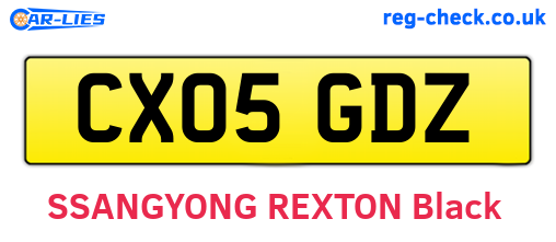 CX05GDZ are the vehicle registration plates.