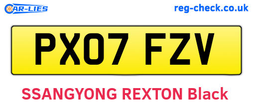 PX07FZV are the vehicle registration plates.