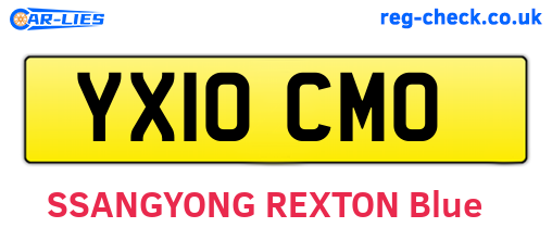 YX10CMO are the vehicle registration plates.