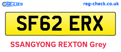 SF62ERX are the vehicle registration plates.