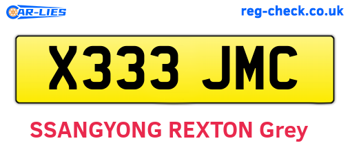 X333JMC are the vehicle registration plates.