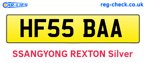 HF55BAA are the vehicle registration plates.