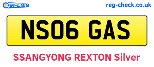 NS06GAS are the vehicle registration plates.