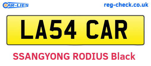 LA54CAR are the vehicle registration plates.