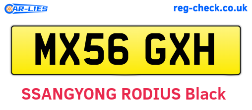 MX56GXH are the vehicle registration plates.