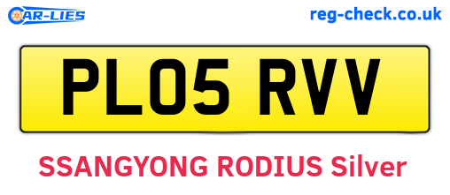 PL05RVV are the vehicle registration plates.