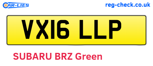 VX16LLP are the vehicle registration plates.